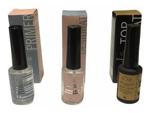 Kit Top Coat Gold (9g) Primer (10ml) Desidrate (9ml) Vólia