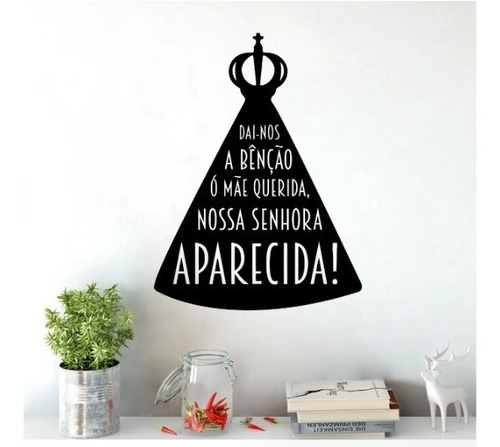 Adesivo Decorativo De Parede Mãe Oração Ave Maria Aparecida Cor Preto