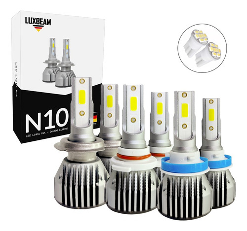 Kit 6 Lampada Super Led N10 6500k Farol Alto Baixo Milha