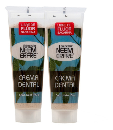 Paq 2 Crema Dental Artesanal De Corteza De Neem Sin Fluor