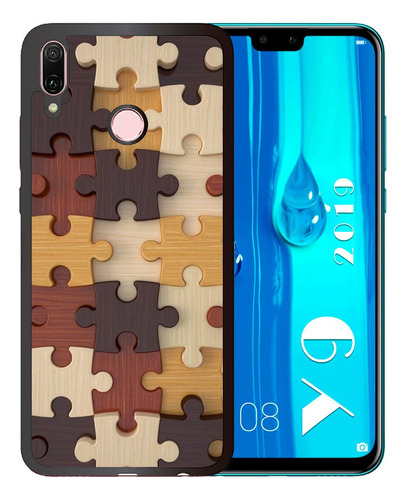 Funda Huawei Y9 2019 Rompecabezas De Madera Tpu/pm Uso Rudo