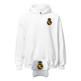 Buzo Real Madrid Dorado Saco Capota Hoodie Obsequio Gorra Gt