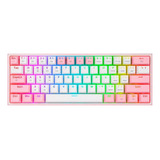 Teclado Gamer Bluetooth Redragon Fizz Pro K616-rgb Qwerty Inglês Us Cor Branco E Rosa Com Luz Rgb