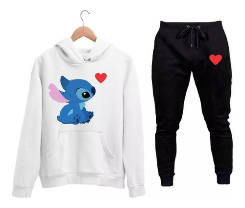 Conjunto Moletom Stitch Coração Unissex Infantil E Feminino