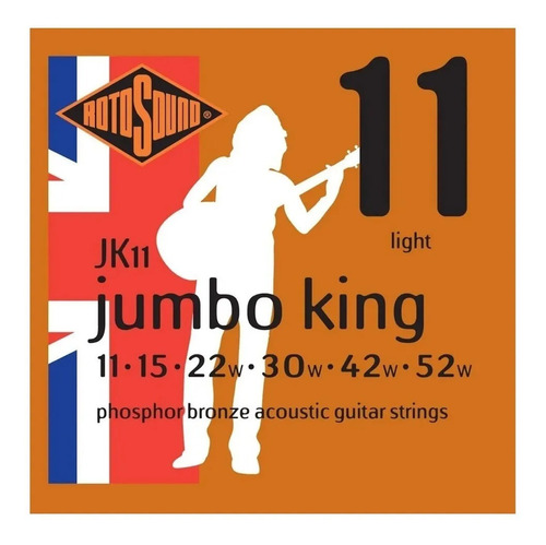 Cuerda De Acero Para Guitarra Rotosound Jumbo King Jk11 011/052