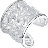 Anillo Plata 925 Mujer Ancho Ajustable Reina Regalo Elegante