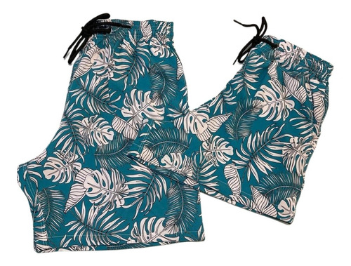 Short Bermuda Kit Casal Moda Praia Tactel Elastano Estampado