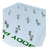 Piercing Tragus Strass Cristal 8mm Aço Prata 12 Unid Brilho