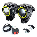 Par Farol Milha Led Moto U7 Angel Eyes Neblina Interruptor