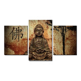 Cuadro Decorativo Triptico Buda Vintage