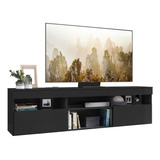 Rack Tv 65 Com 2 Portas Paris Multimóveis V3308 Cor Preto