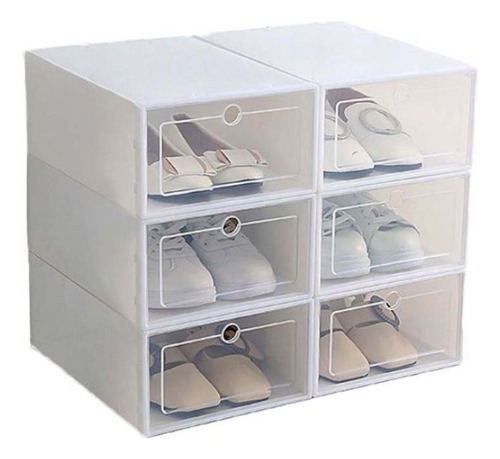 Caja De Zapatos Organizador De Calzado Apilable Plástico X6