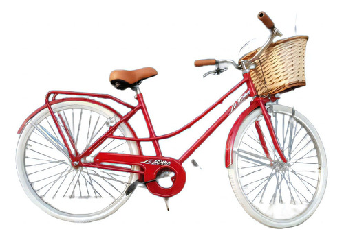 Bicicleta Paseo Femenina Le Bike Classic Vintage R26 Color Rojo Con Pie De Apoyo  