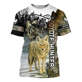 Camiseta De Manga Corta 3d De Caza Del Lobo For Hombre