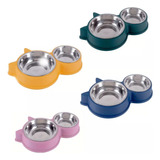 Plato Doble Para Perro Gato Base Plastica Antiderrapante 