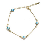 Pulsera 4 Ojos Turco Enchapado Oro 18k 23cm