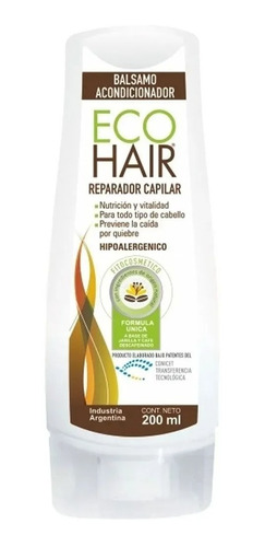 Acondicionador Ecohair Bálsamo Reparador En Botella De 200ml