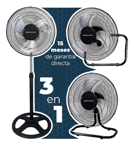 Ventilador 3 En 1 Pedestal Piso Pared Metal Reforzado Beckon