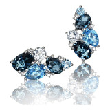 Pendant Light Blue Topaz Diamantes - Cadena  Oro 18kts.