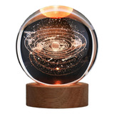 Esfera De Cristal Galaxia 3d Con Base Led - S.solar