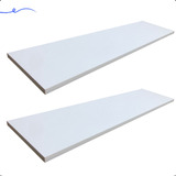 2 Prateleiras De Parede Tampo 90x25 Madeira Mdf Branco