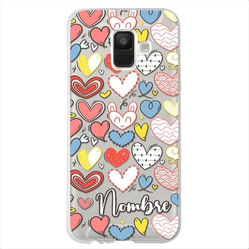 Funda Galaxy Antigolpes Corazones Personalizada Con Nombre