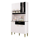 Alacena Mueble Auxiliar Cocina Rubi 6 Puertas Negro Y Blanco