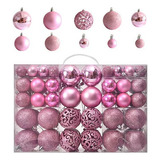 Set De 100 Esferas De Decoración Navideña De Estilo Mixto Color Rosa