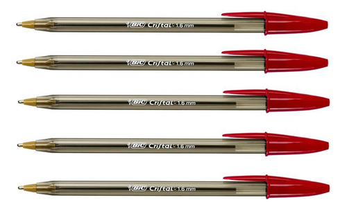 Caneta Bic Cristal Bold 1.6mm Ponta Grossa Kit Com 5 Un