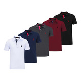 Kit 5 Camisas Polo Lisa Masculina Blusa Camiseta Original