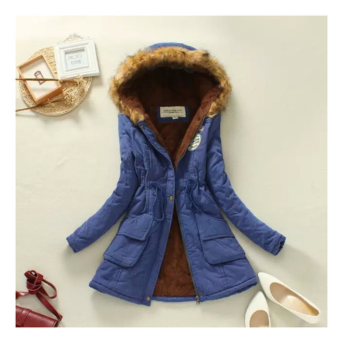 Chaqueta Acolchada Para Mujer Parka Informal Con Capucha