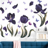 Pegatinas De Pared Con Flores De Mariposa Y Tulipán Morado, 