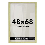 Moldura 48x68 Quadro Decorativo Vidro Poster Foto Corredor Cor Carvalho Liso