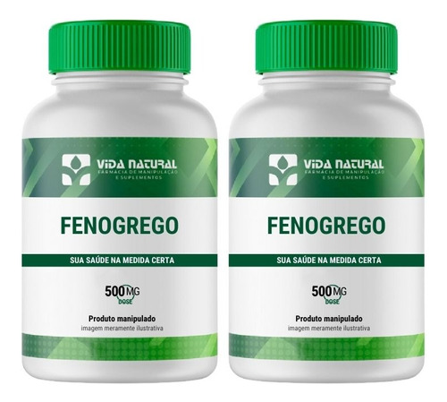 Kit 2un Feno Grego 500mg 60 Cáps 100% Puro - Vida Natural