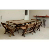 Mesa De Quincho Rustica De 3mts X 1mts  Con 6 Bancos