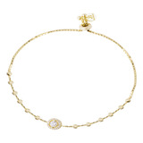 Pulsera Plata Esterlina 925 Baño Oro 18kt Central Ajustable