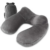 Almohada De Viaje Inflable De Terciopelo Suave, Compacta Y L