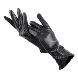 Guantes De Piel De Oveja Negra Para Mujer Guantes De