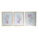 Set X3 Cuadros Abstractos Flores 30x40 