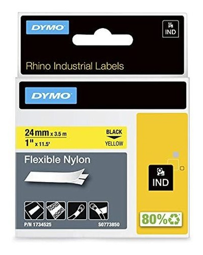 Etiquetas Industriales Dymo Rhino, Negras Sobre Amarillo, 1 