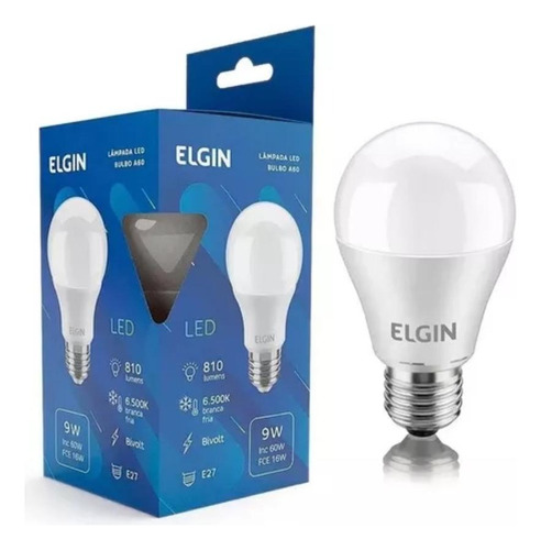 Elgin Lâmpada Led 9w Bulbo Bivolt E27 Branca Fria 6500k Bocal E27 Cor Da Luz Branco-frio 110v/220v