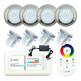 Kit Led Piscina Fibra Brustec- 4 Led 9w Inox+ Módulo+ Fonte