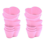 Capacillos De Silicon Corazon Cupcakes  10 Pzas + 2 Regalo