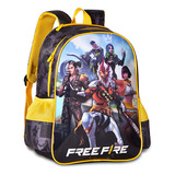 Mochila Juvenil Infantil Notebook Free Fire Clio Oficial Cor Amarelo