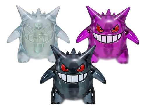 Set Figuras Gengar 3 Pzas Pokémon 7 Cm Colores Transparentes