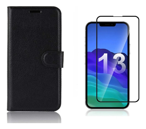 Capa Carteira + Película Vidro Para iPhone 13 Pro Max (6.7)