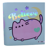 Carpeta Escolar N3 Con Aros Pusheen Gatos Unicornio Pastel 