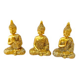 Trio Mini Budas Hindu Sabedoria Adorno De Resina
