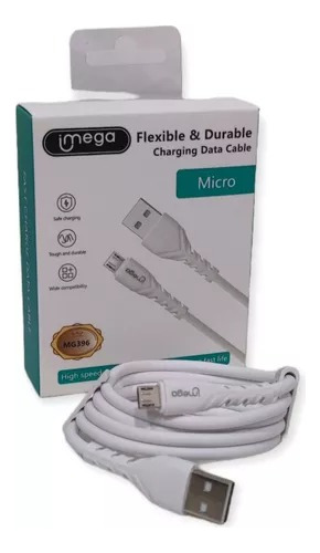 Cable Usb A - Micro Usb 3.1a De Goma Flexible 1 Metro Fast Color Blanco