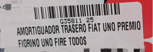 Amortiguador Trasero Fiat Uno Premio Fiorino Uno Fire Todos Foto 4
